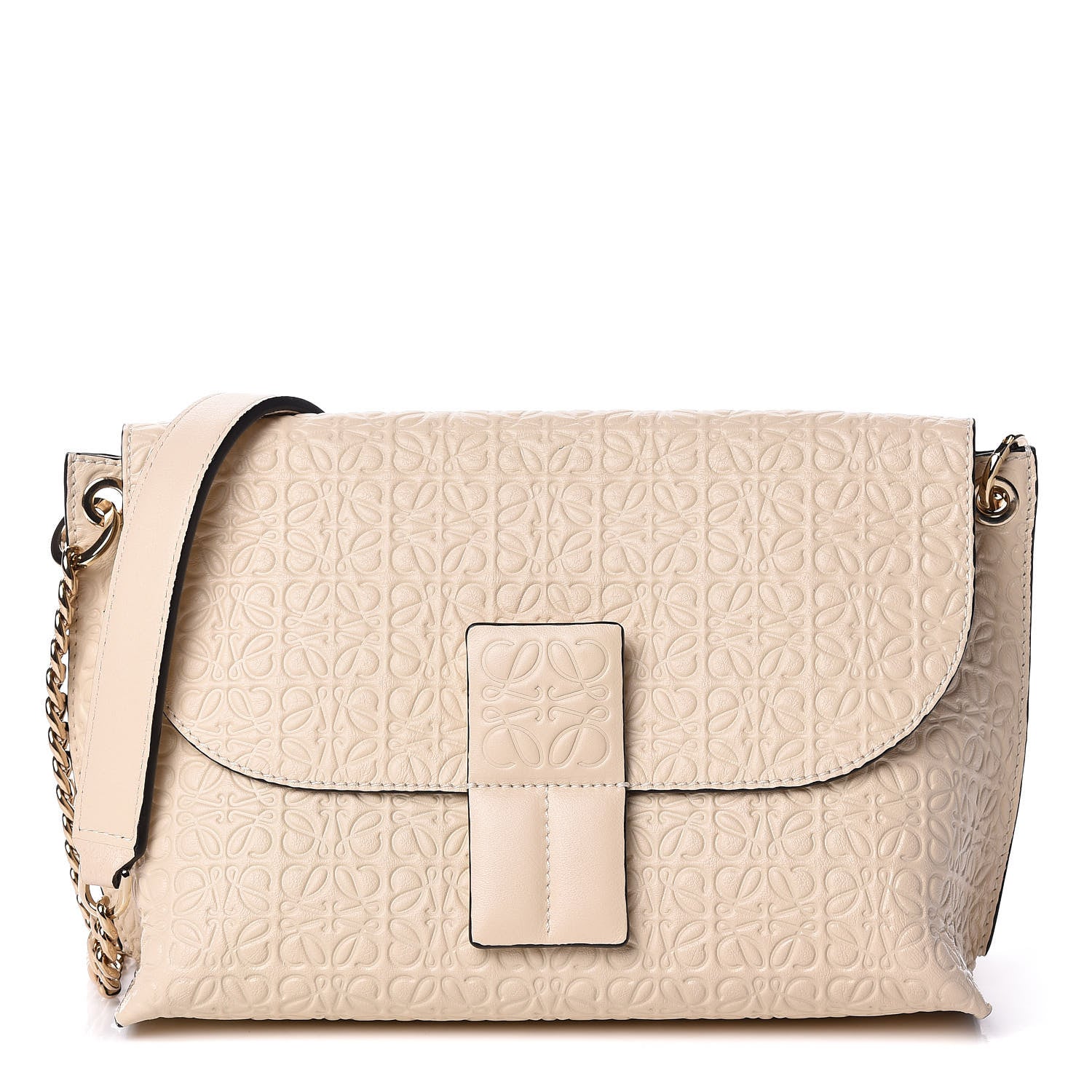 Loewe Goatskin Embossed Avenue Shoulder Bag in Ivory