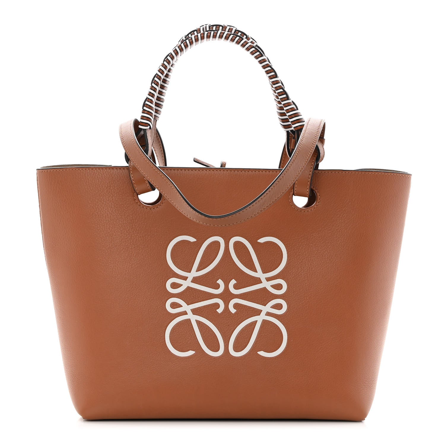 Loewe Smooth Calfskin Small Anagram Tote Tan Ecru