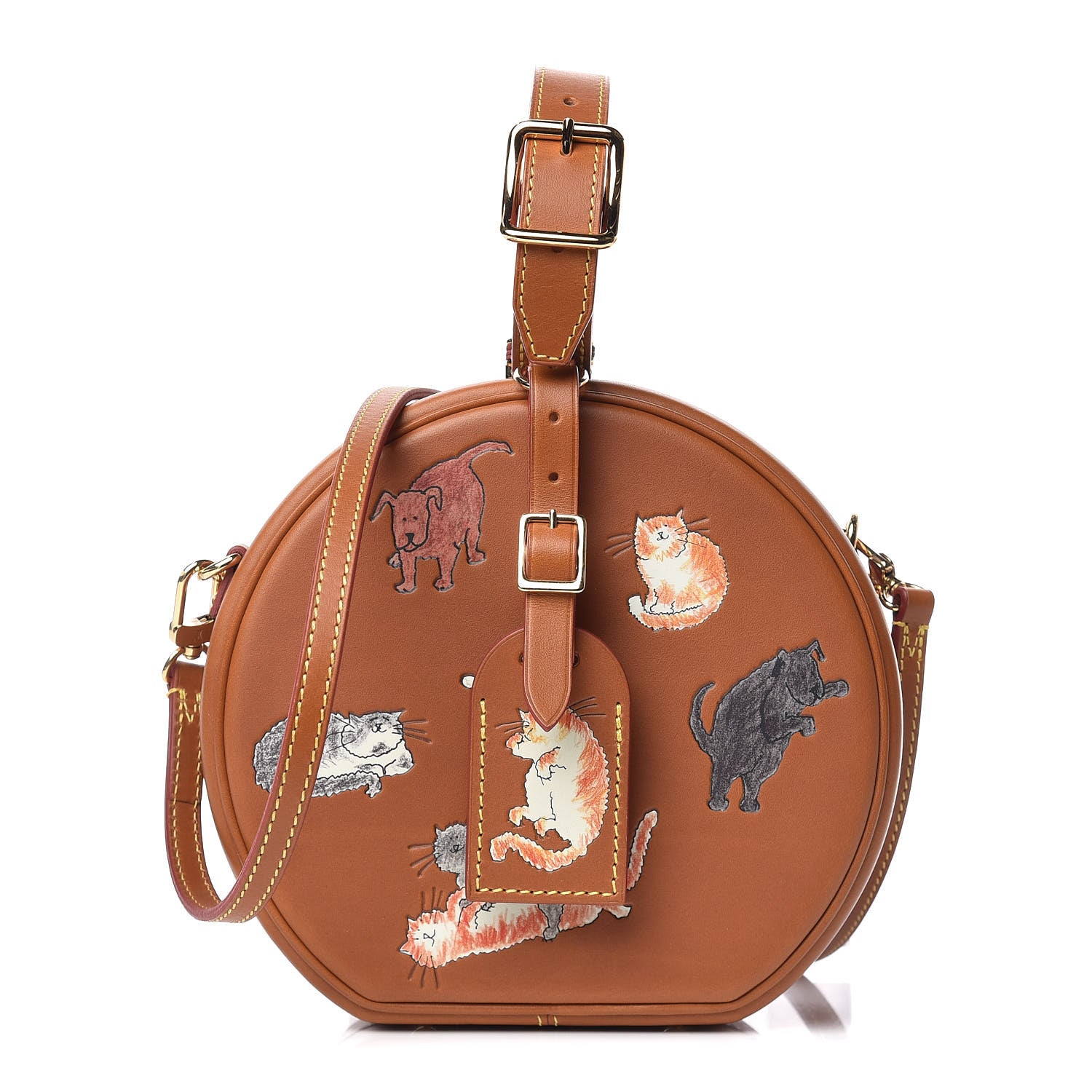 Louis Vuitton Calfskin Catogram Petite Boite Chapeau Tan