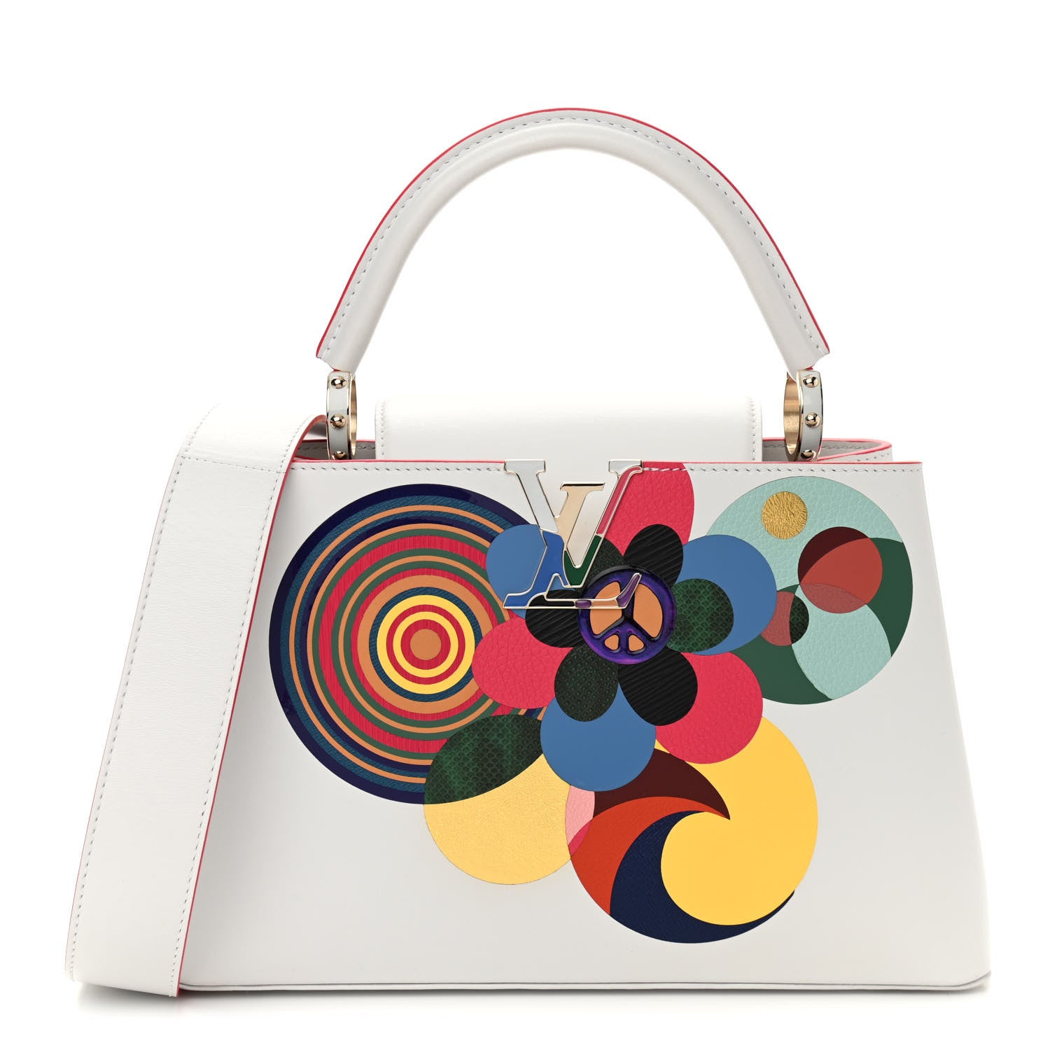 Louis Vuitton Lambskin Artycapucines MM Beatriz Milhazes Multicolor White