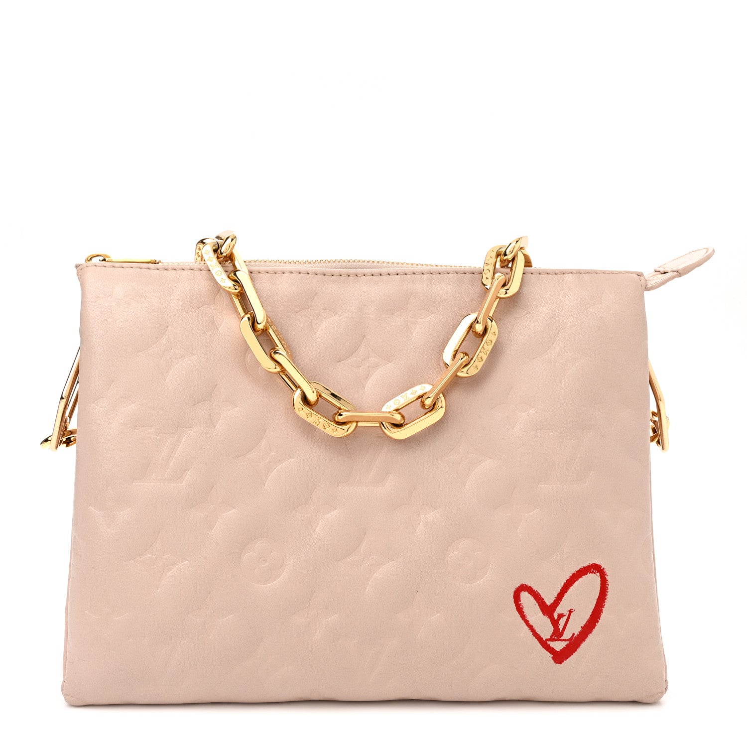 Louis Vuitton Lambskin Embossed Monogram Fall In Love Coussin PM Dragée Light Pink
