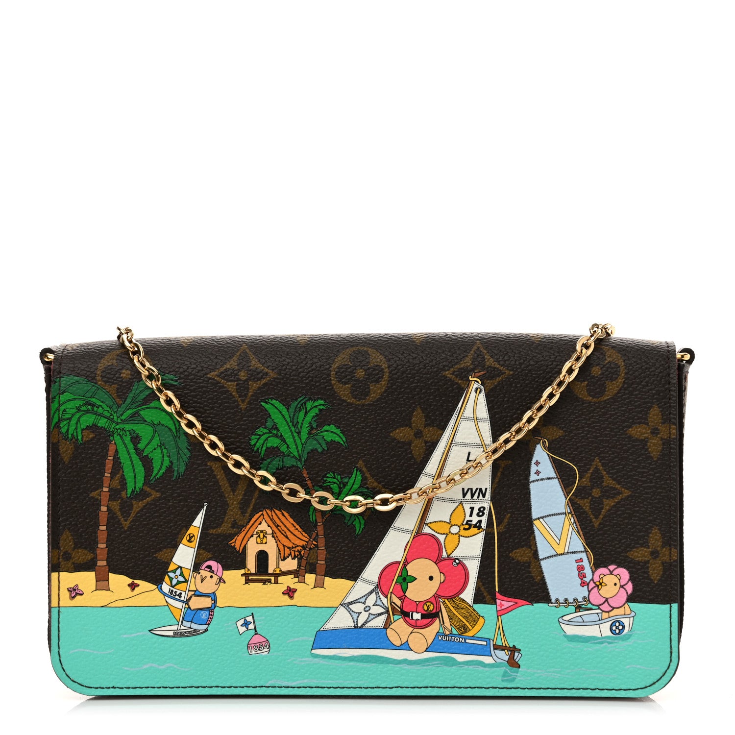Louis Vuitton Monogram 2023 Christmas Animation Sailing Pochette Felicie Chain Wallet Dragonfruit Pink