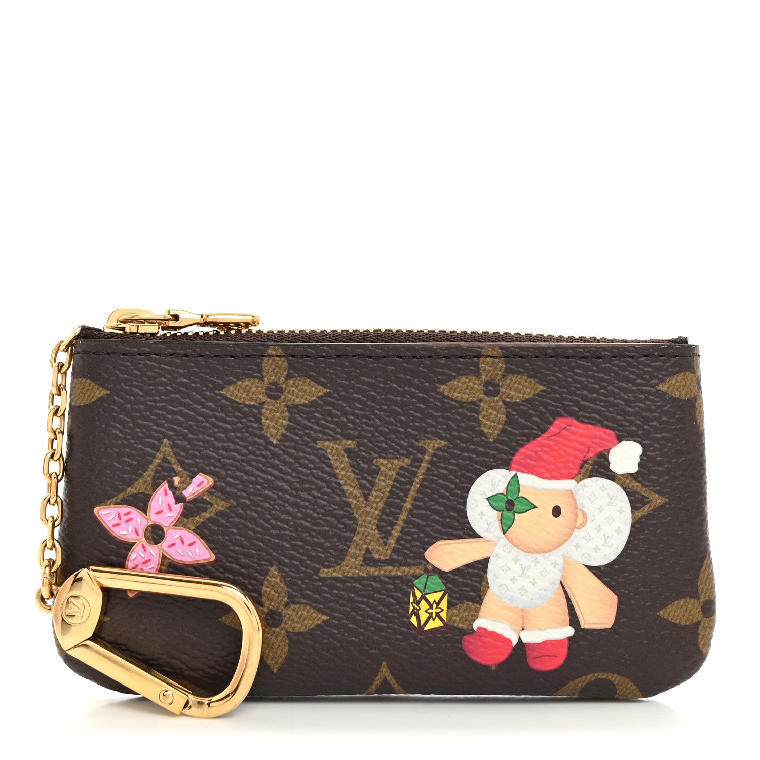 Louis Vuitton Monogram 2024 Christmas Animation Candy Factory Key Pouch Candy Red