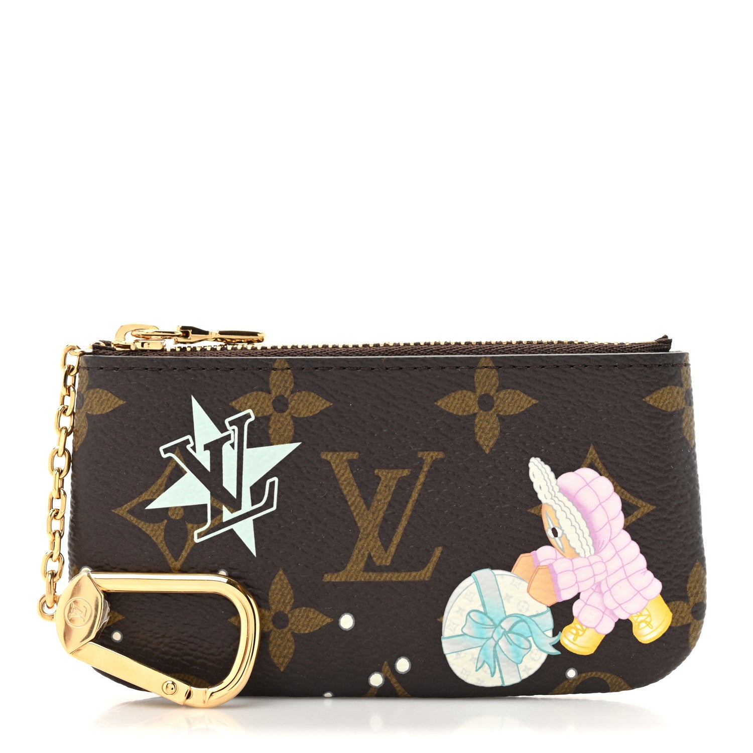 Louis Vuitton Monogram 2025 Christmas Animation Key Pouch Azur Frost