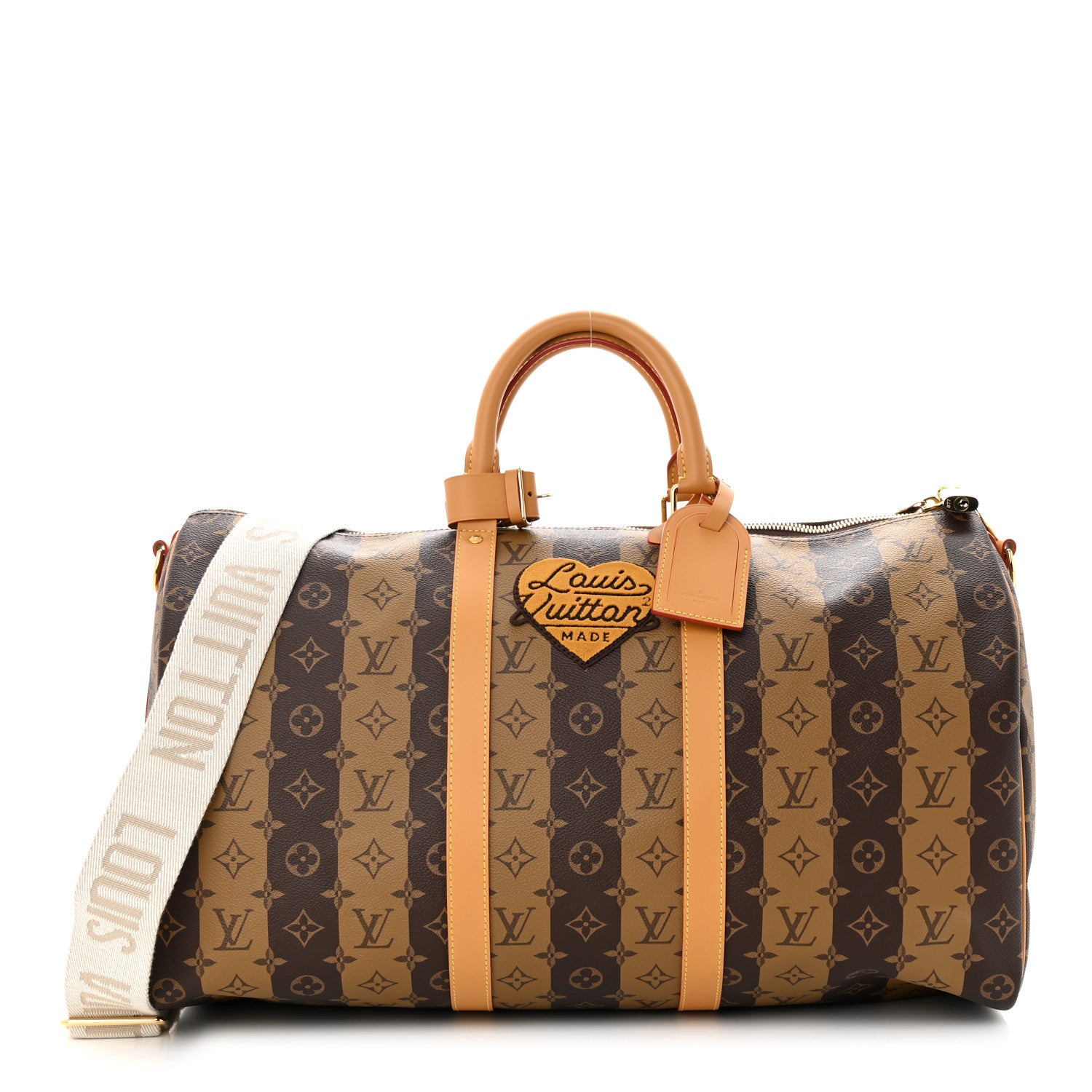 Louis Vuitton X NIGO Reverse Monogram Stripe Keepall Bandouliere 50 Brown
