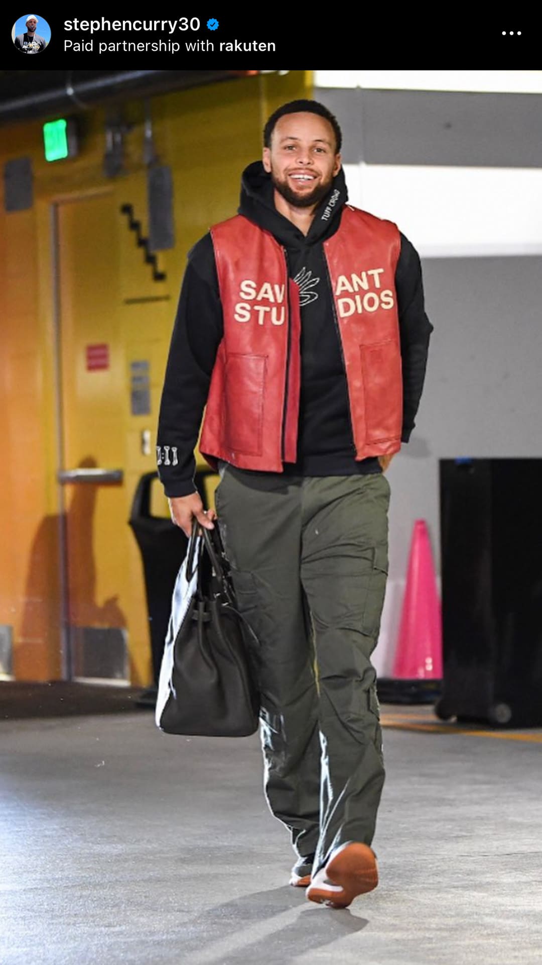 screenshot image of stephen curry carrying a Hermes HAC Birkin by FASHIONPHILE