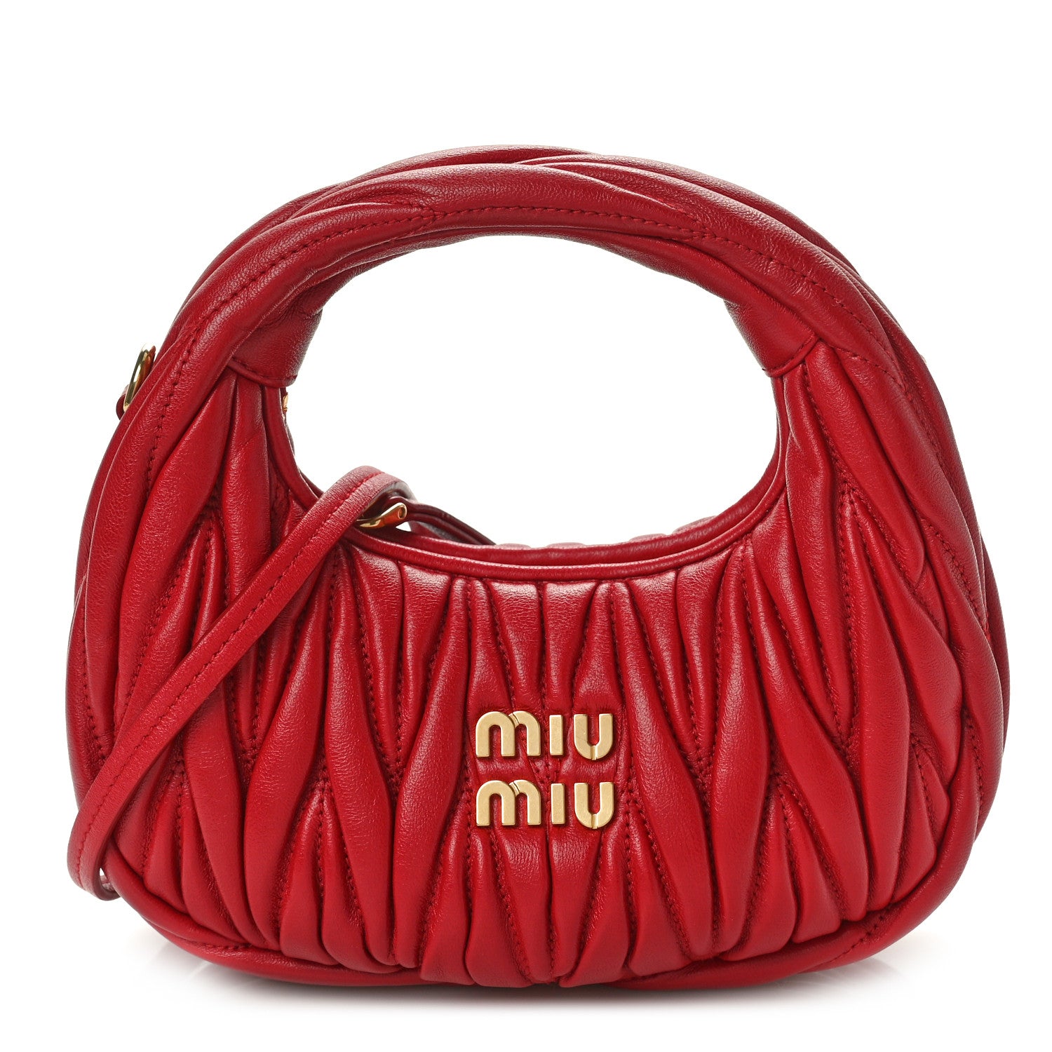 Miu Miu Nappa Matelasse Mini Wander Hobo Fuoco