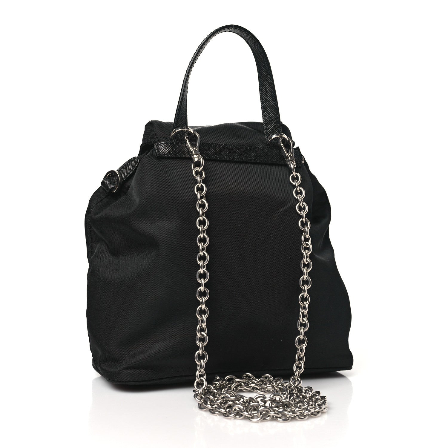 Nylon Vela Mini Crossbody Backpack Black Back view