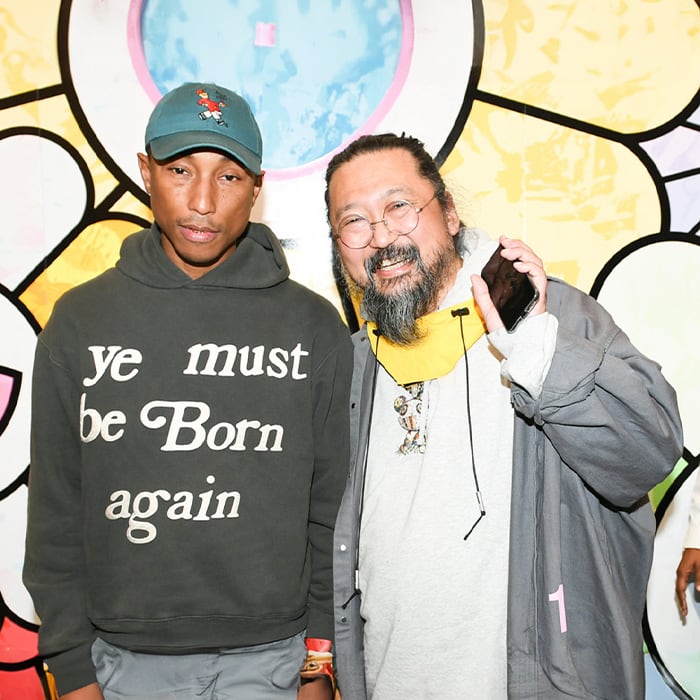 press photo of Pharrell Williams with Takashi Murakami