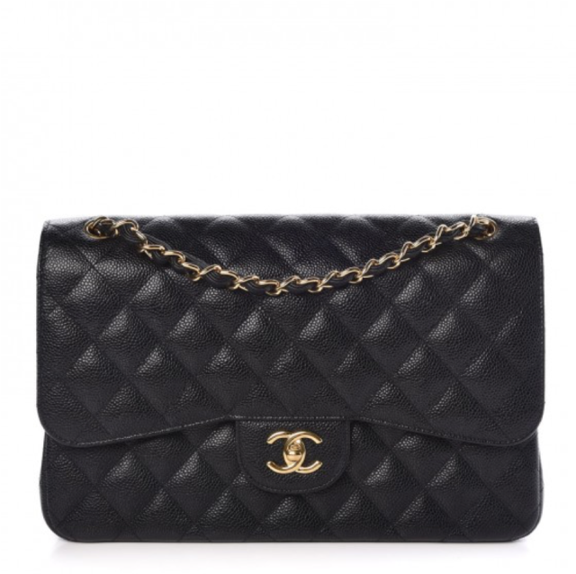 product image of Caviar Quilted Jumbo Double Flap in black fashionphile