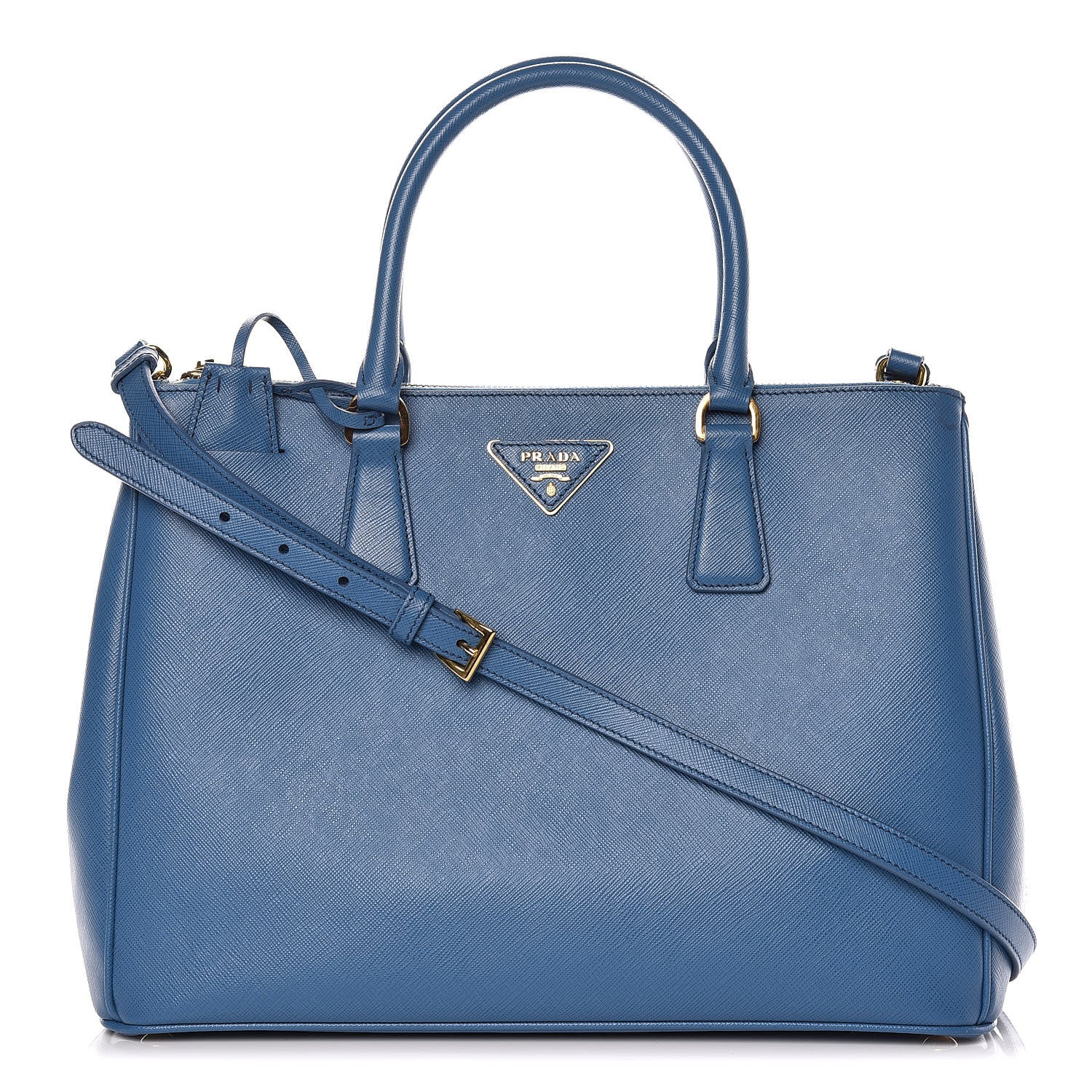 Prada Saffiano Medium Galleria Double Zip Tote Cobalto