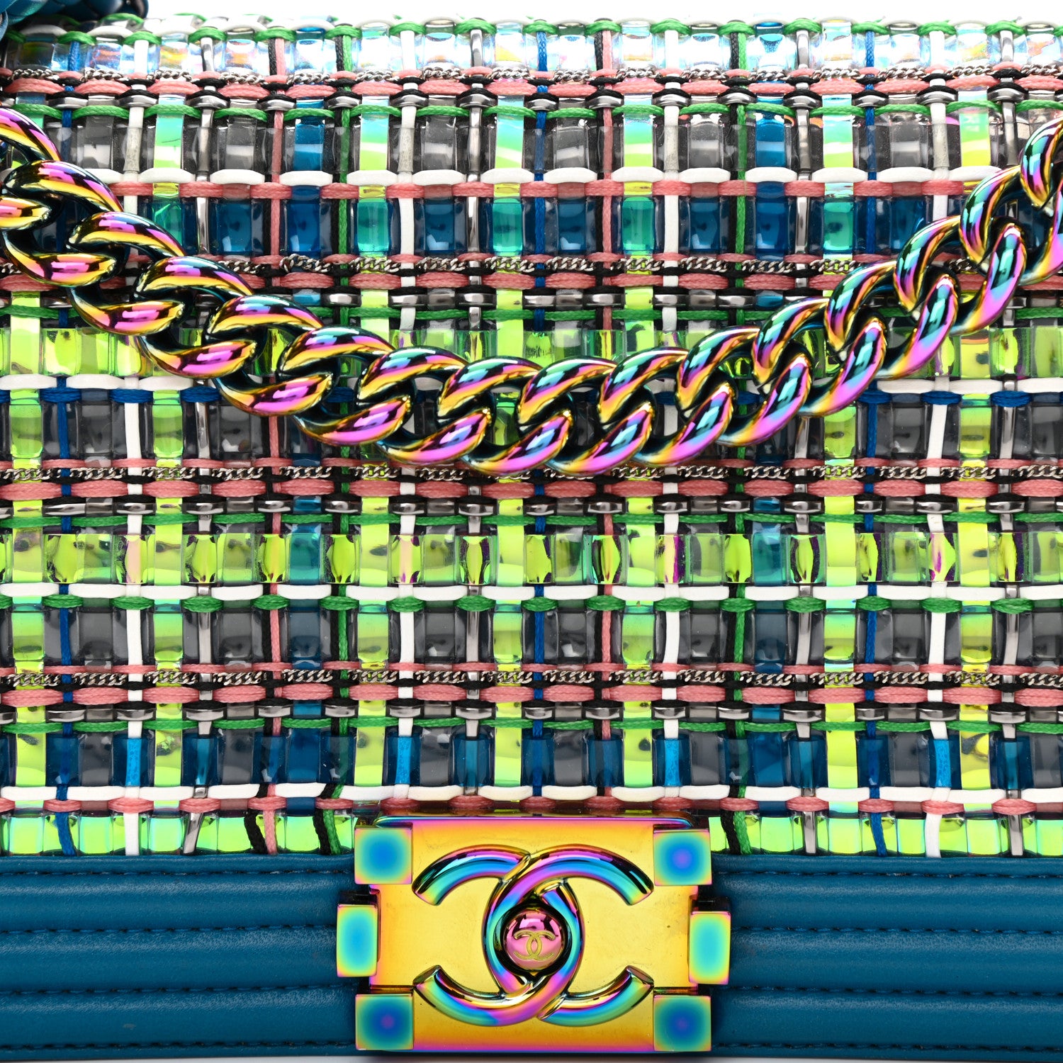 close up image of chanel rainbow hardware FASHIONPHILE