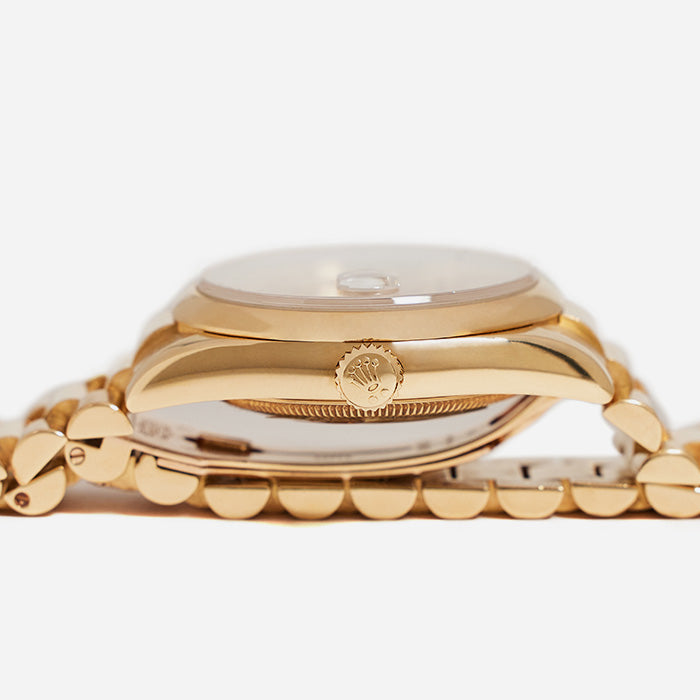studio image of authentic Rolex Day-Date watch FASHIONPHILE