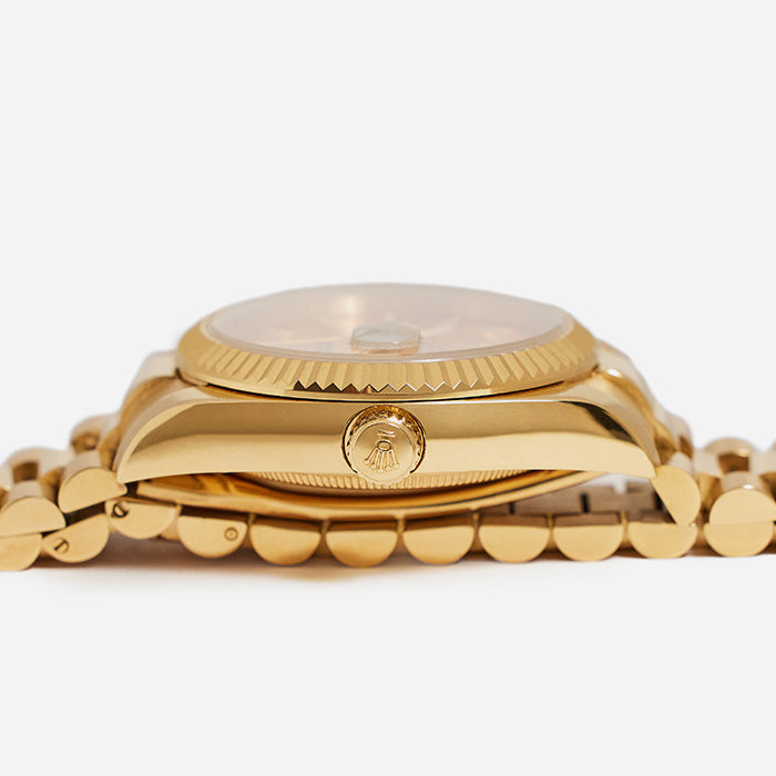 studio image of fake Rolex Day-Date watch FASHIONPHILE