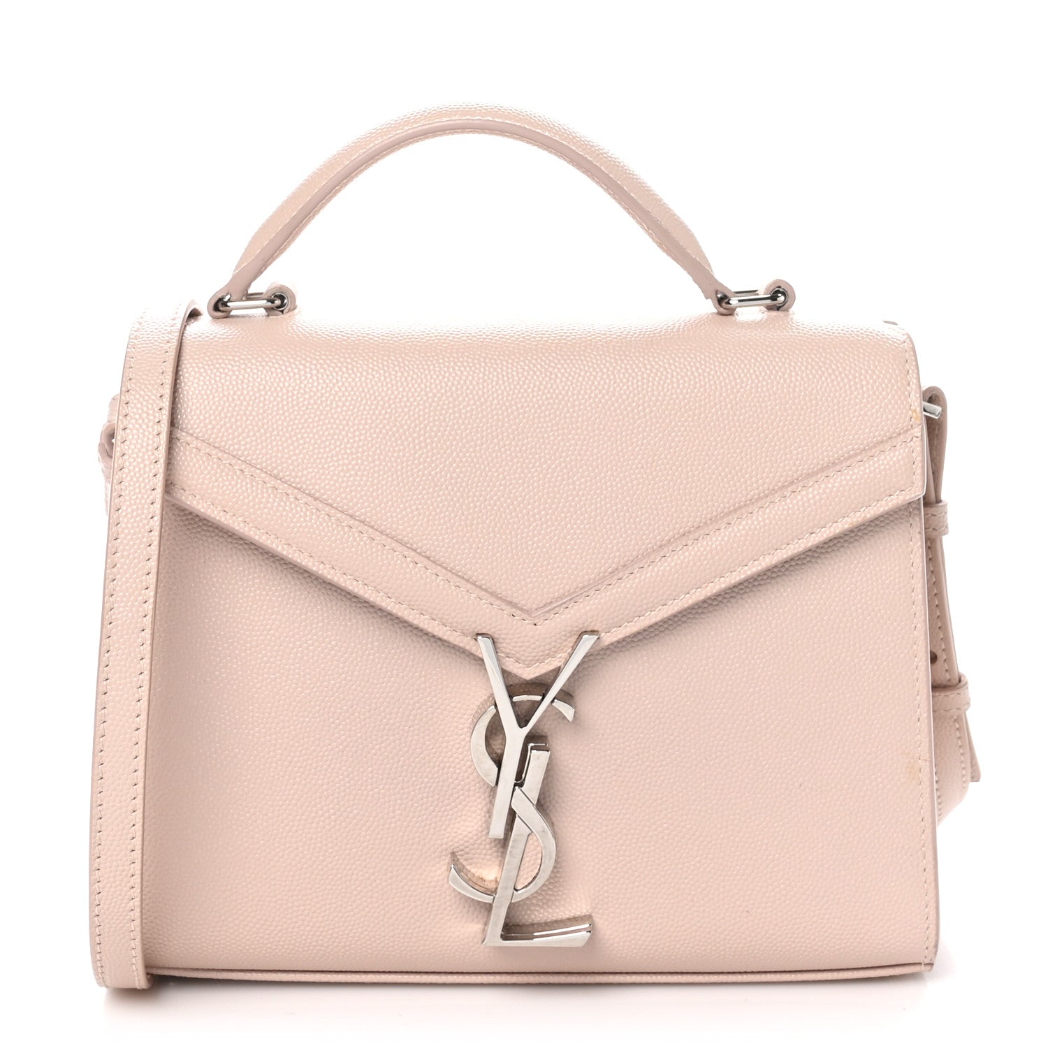 Saint Laurent Grain de Poudre Mini Classic Monogram Cassandra Top Handle in Marble Pink