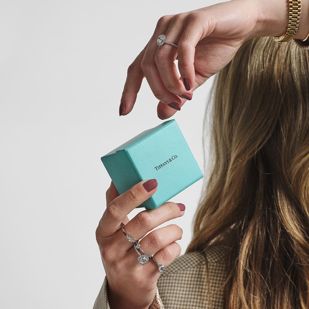 shopping for different types of engagement rings from Tiffany, Cartier, Harry Winston, and more at FASHIONPHILE