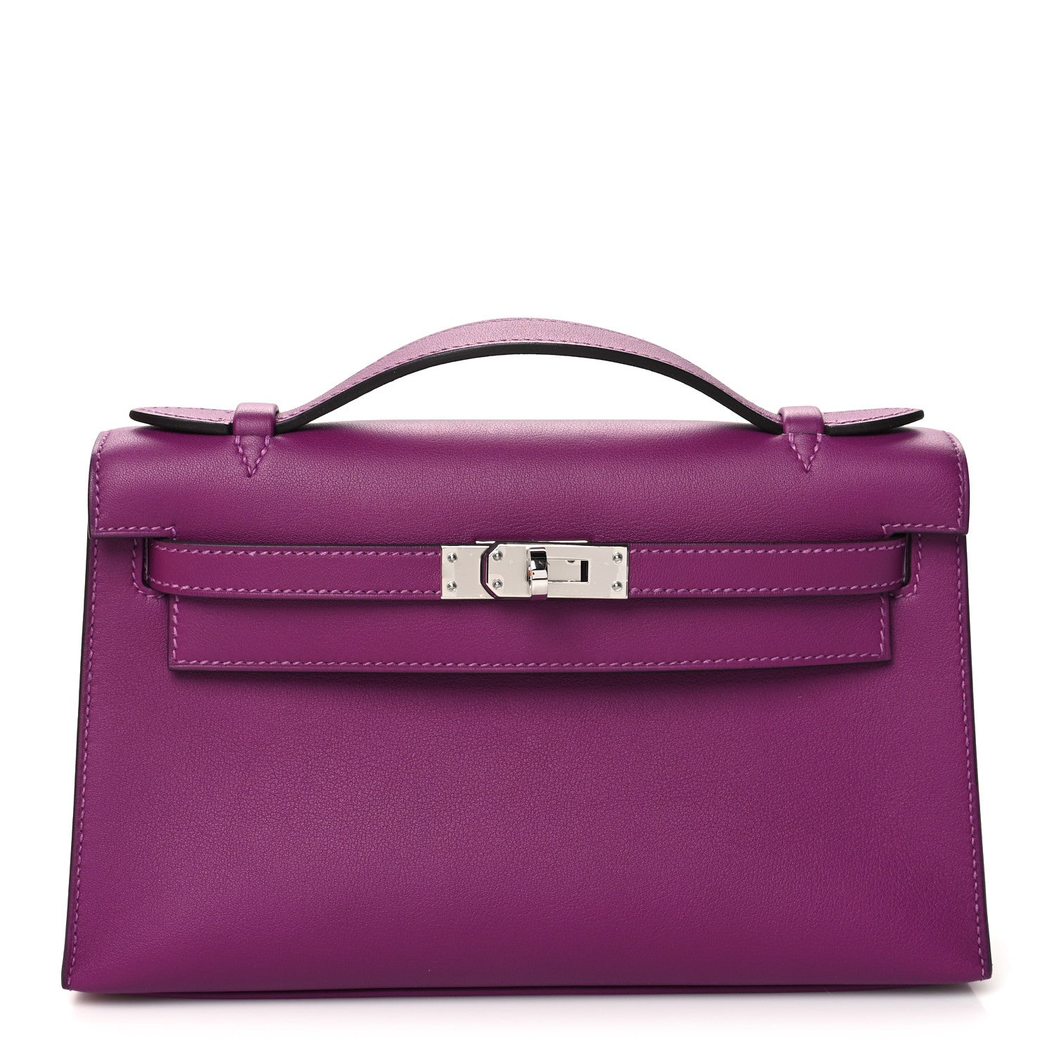 this is an image by FASHIONPHILE of an HERMES Swift Kelly Pochette Clutch in the color Anemone