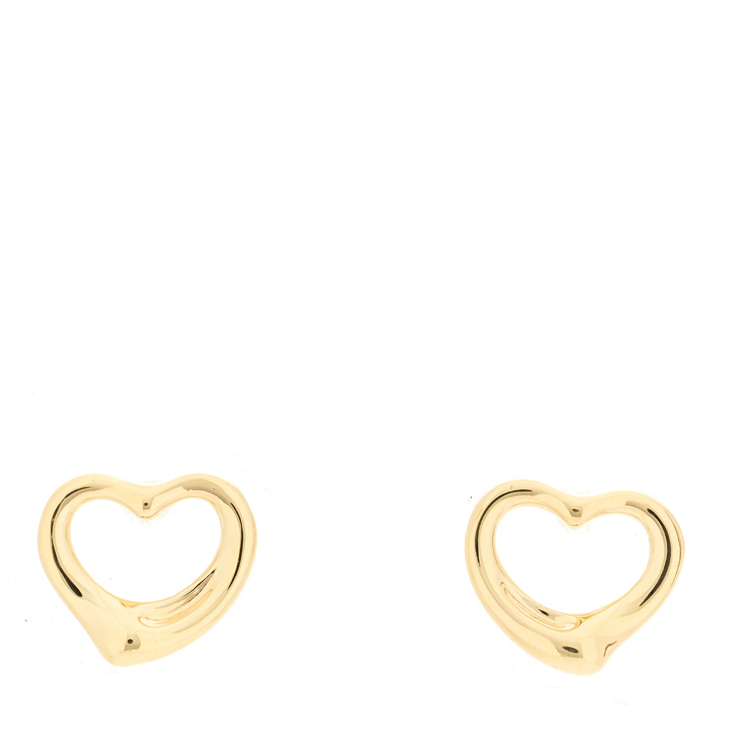 Tiffany 18K Yellow Gold 11mm Elsa Peretti Open Heart Earrings