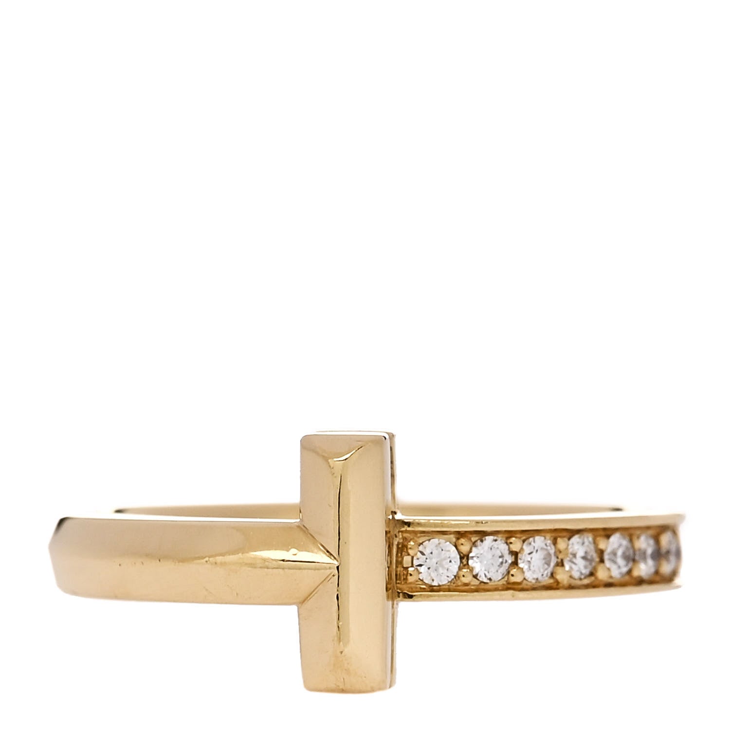 Tiffany 18K Yellow Gold Diamond 2.5mm T T1 Ring 48 4.5