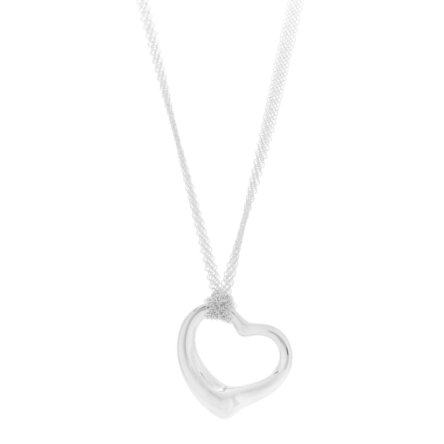 Tiffany Sterling Silver 36mm Elsa Perretti Open Heart Mesh Necklace