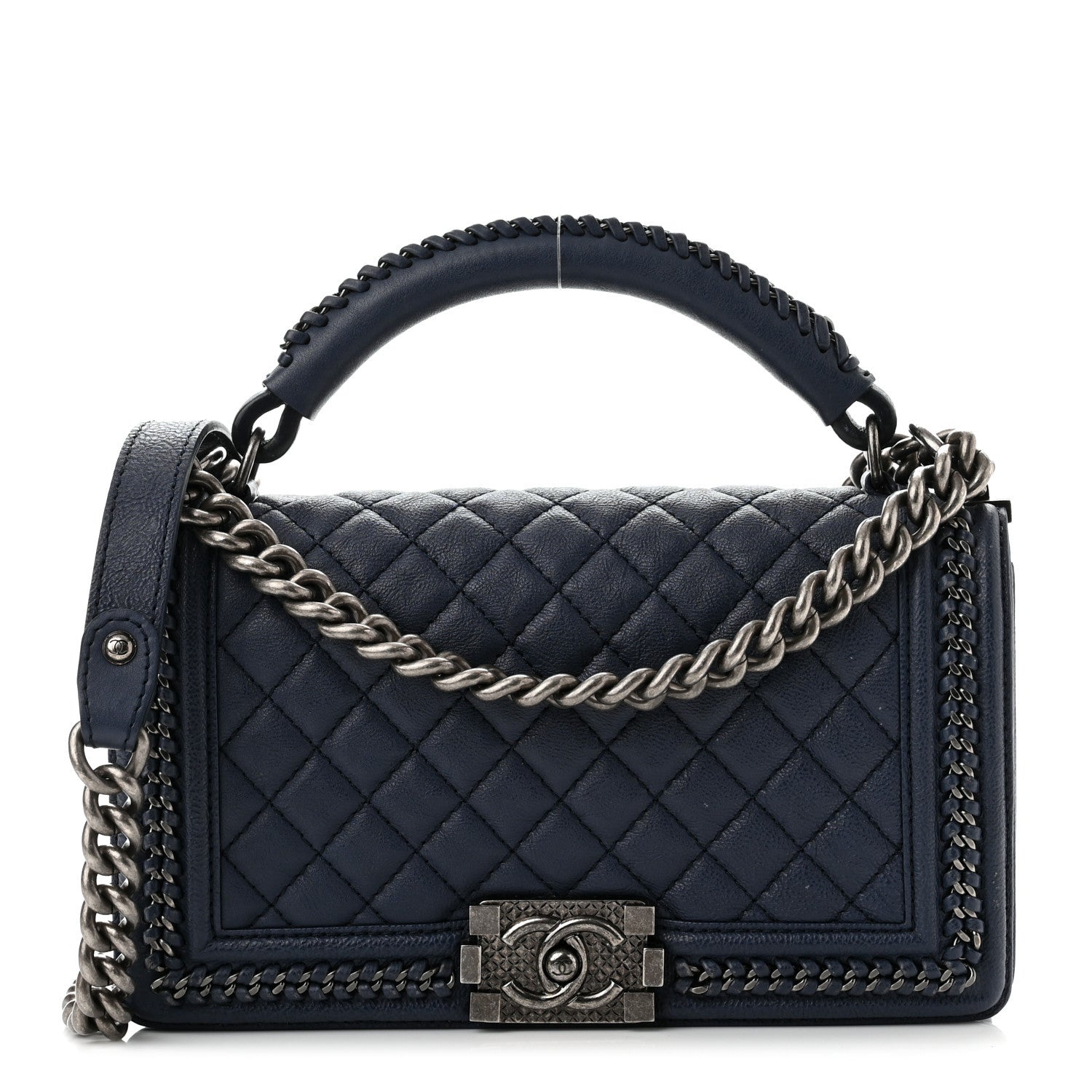 product image of chanel top handle boy flap bag FASHIONPHILE
