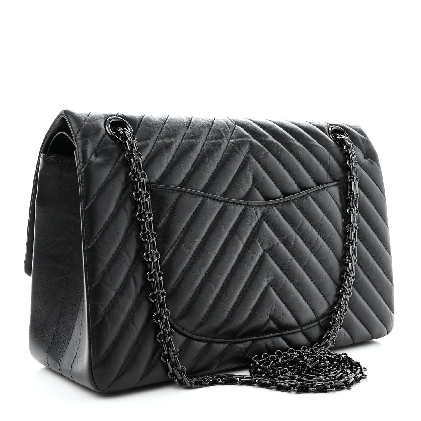 Aged Calfskin Chevron Quilted 2.55 Reissue 226 So Black