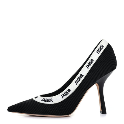 Christian Dior Technical Canvas Ribbon Embroidered J'Adior 100mm Pumps 37.5 Black 1 of 4