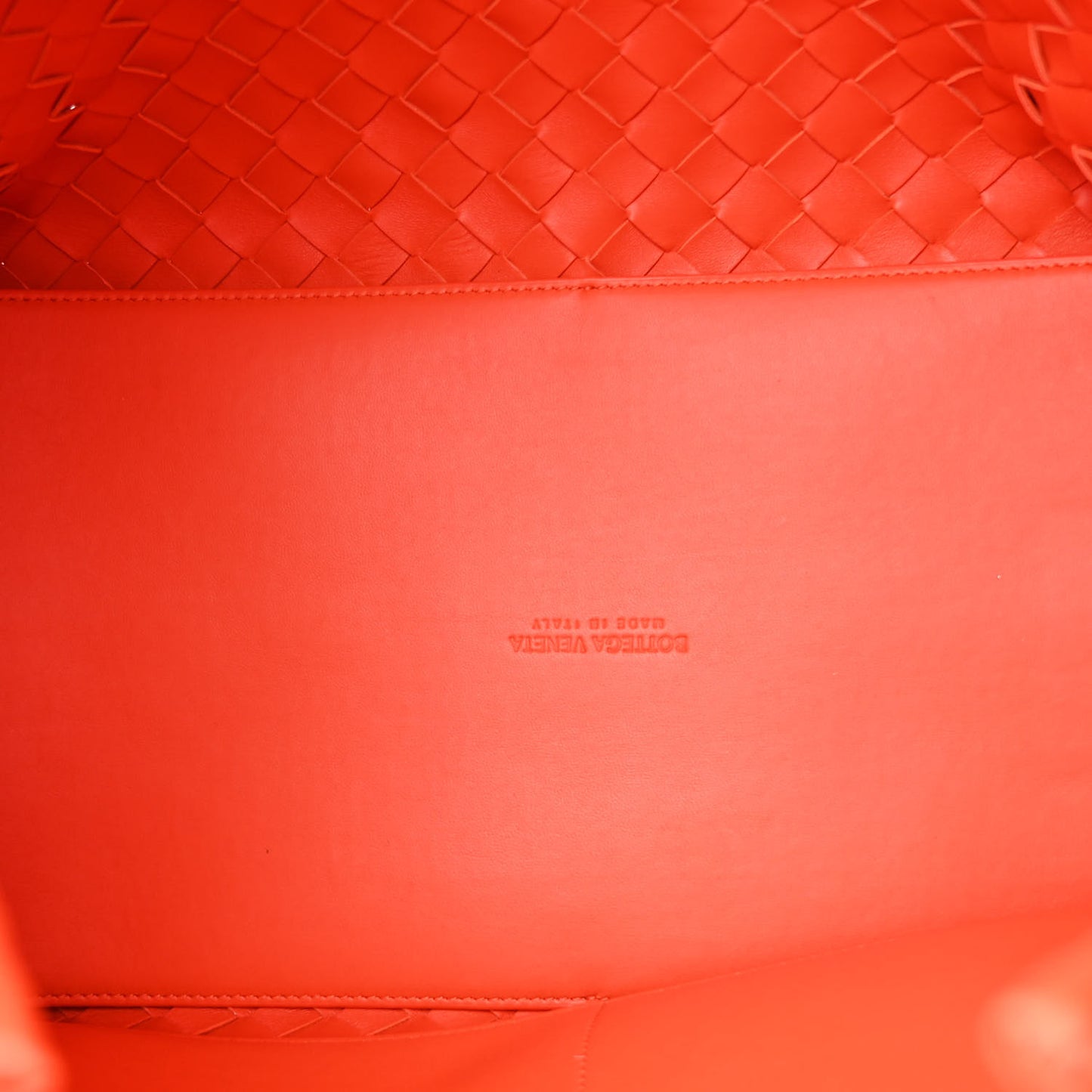 Nappa Intrecciato Large Andiamo Shoulder Bag Orange