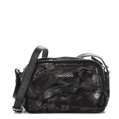 Jimmy Choo Metallic Nappa Camo Opal Crossbody Bag Black Gunmetal 1 of 10