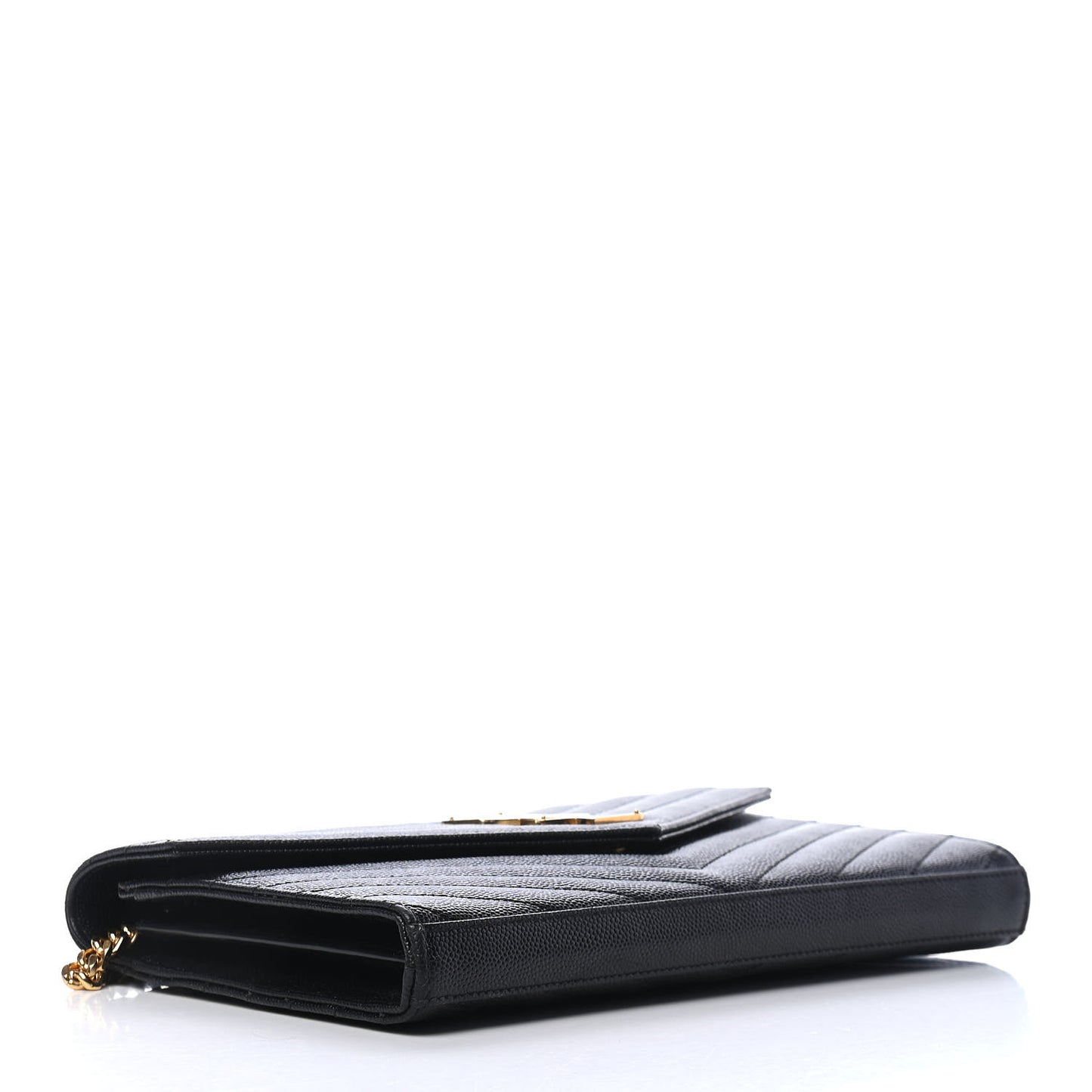 Grain De Poudre Matelasse Chevron Monogram Chain Wallet Black