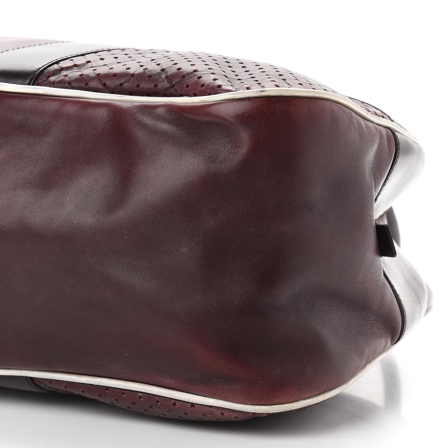 Prada Vitello Drive Perforated Bowling Bag Brown 6 of 12