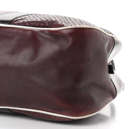 Prada Vitello Drive Perforated Bowling Bag Brown 6 of 12