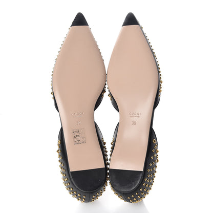 Gucci Malaga Kid Studded Pointed Toe Unia Flats 39 Black 5 of 8