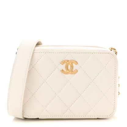 Chanel Caviar Quilted Twist Your Buttons Clutch With Chain White 1 of 11