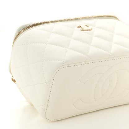 Chanel Lambskin Quilted Pearl Crush Small Vanity Case With Chain White 10 of 11
