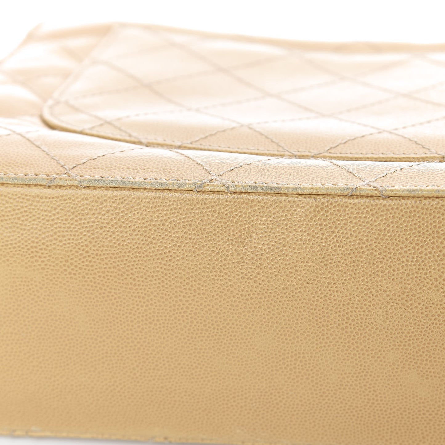 Caviar Stitched Jumbo Single Flap Beige
