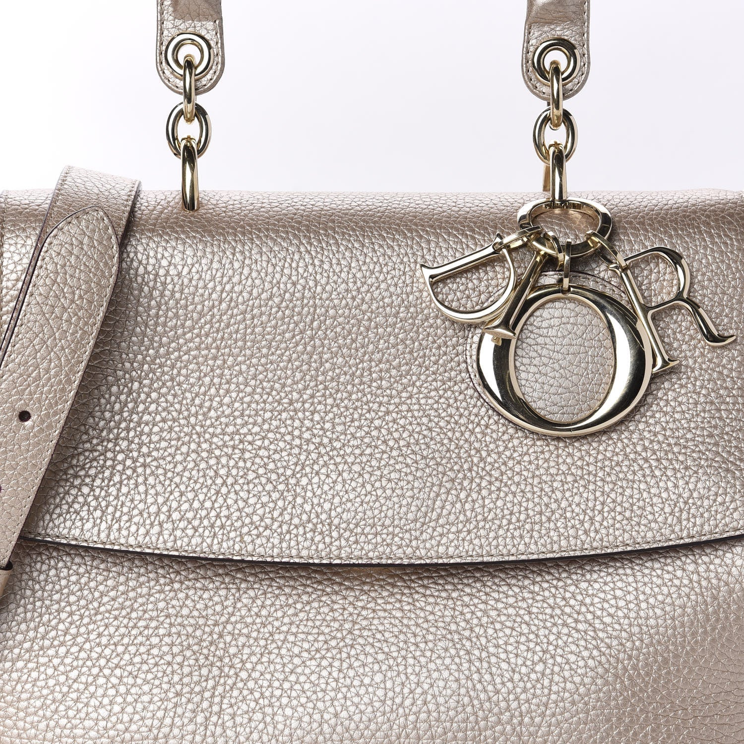 Christian Dior Metallic Bullcalf Small Be Dior Flap Pale Gold 10 of 10