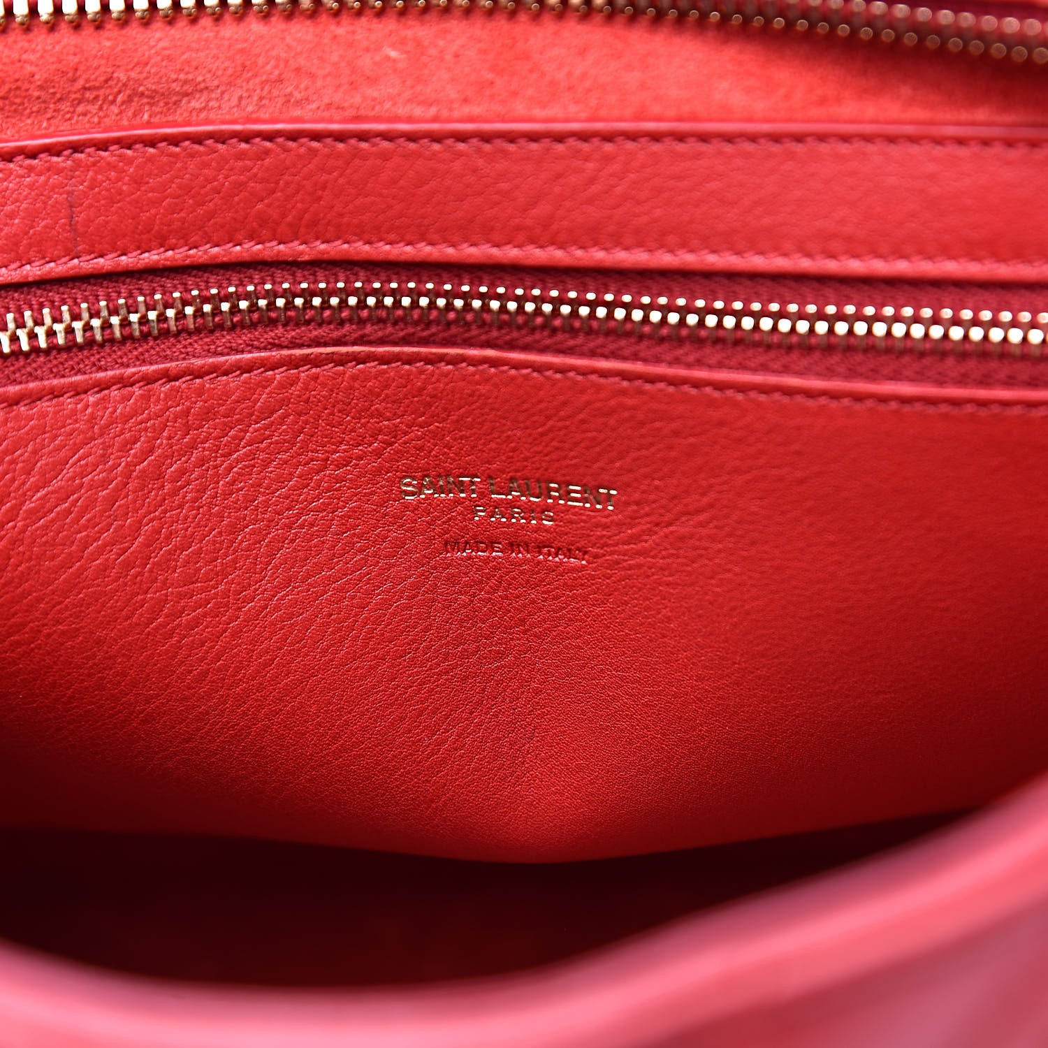 Saint Laurent Calfskin Matelasse Chevron Small Monogram Cabas Lipstick Red 6 of 14