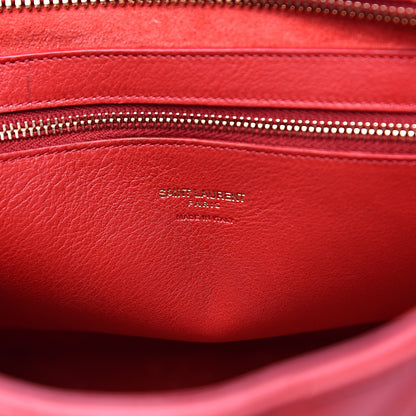 Saint Laurent Calfskin Matelasse Chevron Small Monogram Cabas Lipstick Red 6 of 14