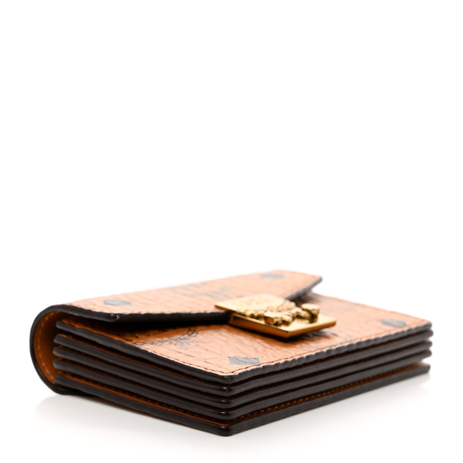 MCM Visetos Mini Accordion Card Wallet Cognac 4 of 8
