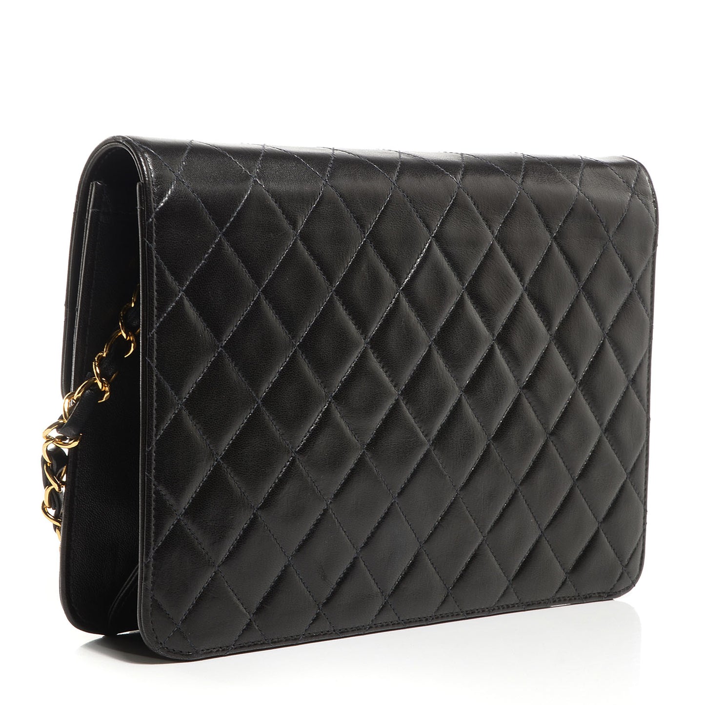 Lambskin Medium Single Flap Black