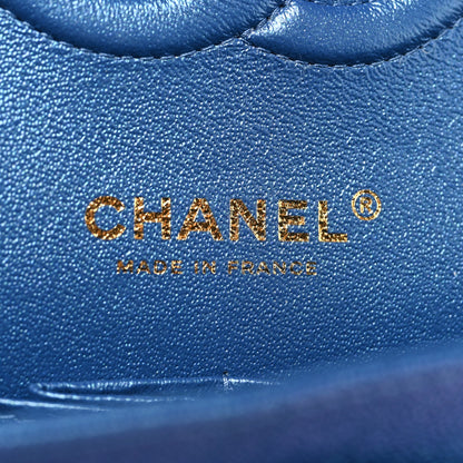 Chanel Iridescent Caviar Quilted Medium Double Flap Dark Blue 6 of 11