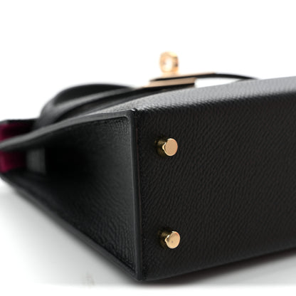 Hermes Epsom Horseshoe Mini Kelly Sellier 20 Black Rose Pourpre 7 of 9