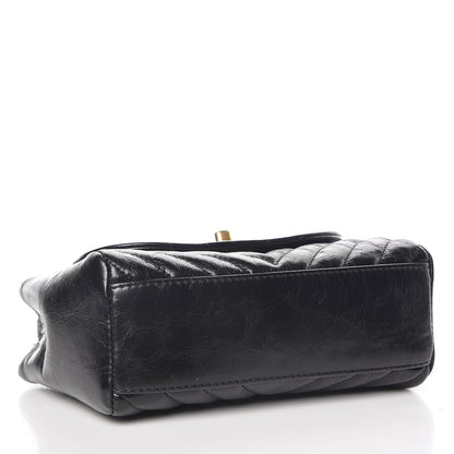 Chanel Glazed Calfskin Chevron Quilted Small Hampton Flap Black 4 of 11