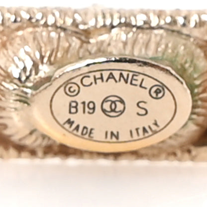 Chanel Crystal Cha-Nel Logo Drop Earrings Gold 4 of 5