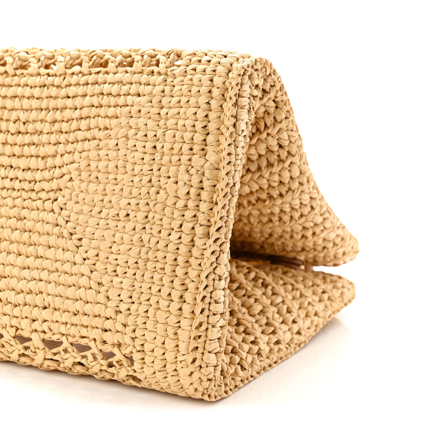 Raffia Crochet Woven Tote Bag Beige