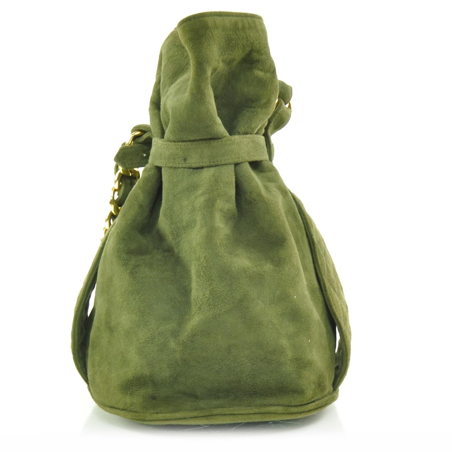 Chanel Suede Pouch Bag Green 4 of 8
