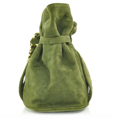 Chanel Suede Pouch Bag Green 4 of 8