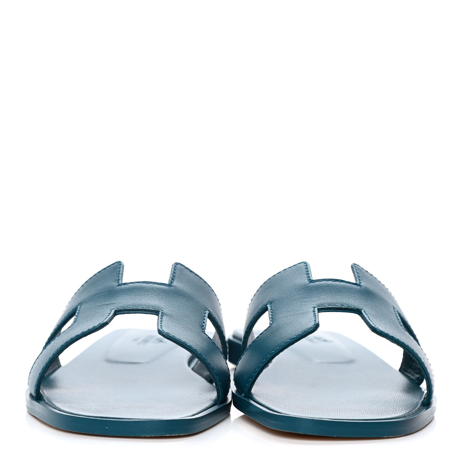 Hermes Calfskin Oran Sandals 36 Bleu Emeraude 2 of 10