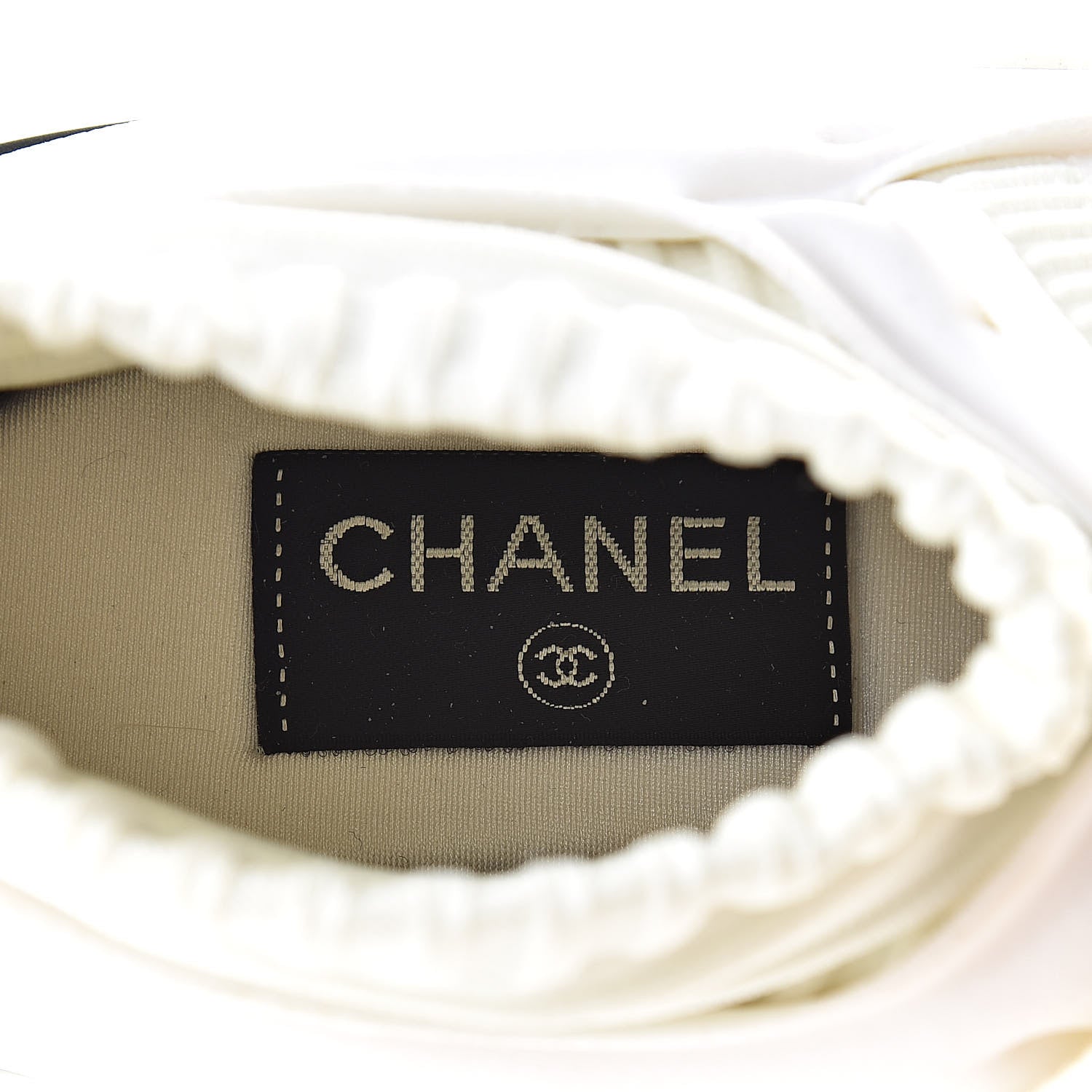 Chanel Stretch Fabric CC Sneakers 38.5 White 7 of 8